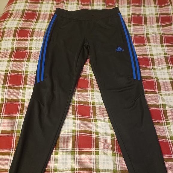 black and blue adidas pants